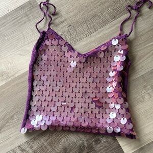 Purple Sequin Vintage Tank Top